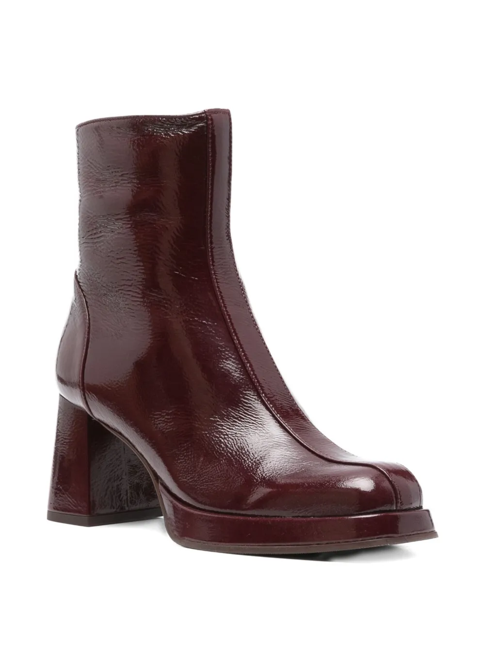 Chie Mihara 75mm patent-leather block-heel boots Red