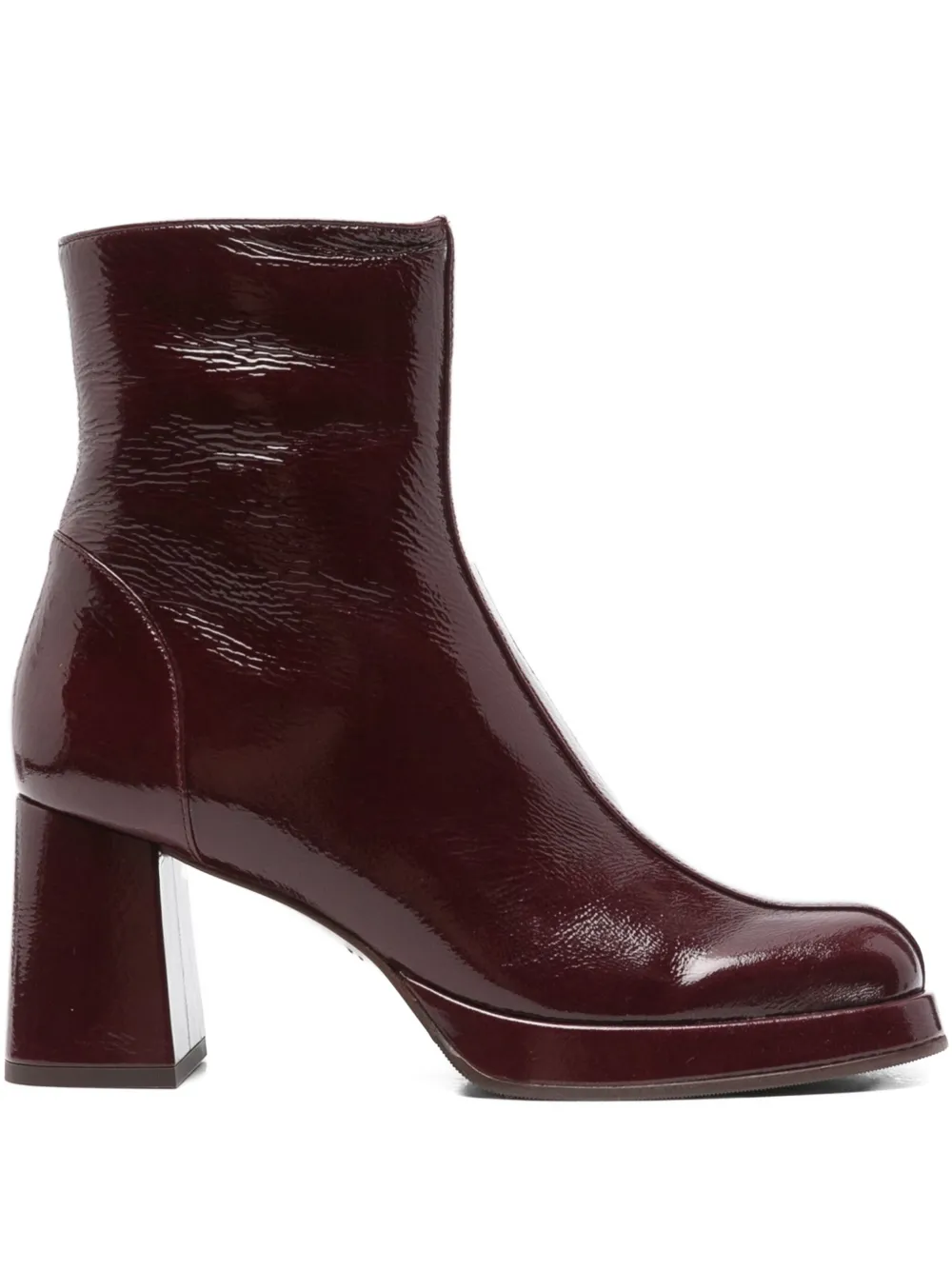Chie Mihara 75mm patent-leather block-heel boots Red