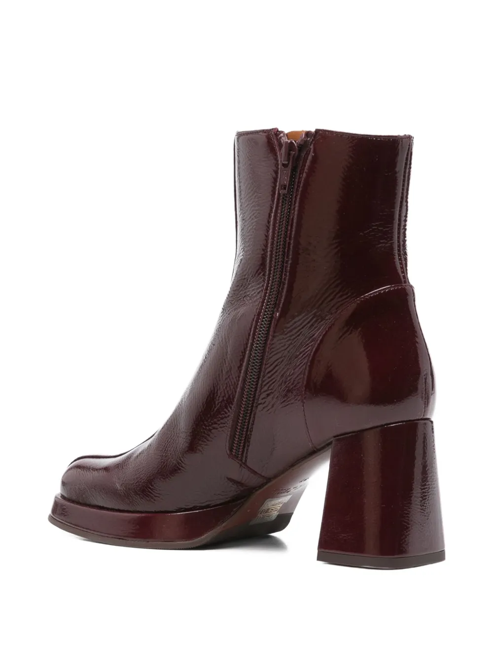 Chie Mihara 75mm patent-leather block-heel boots Red