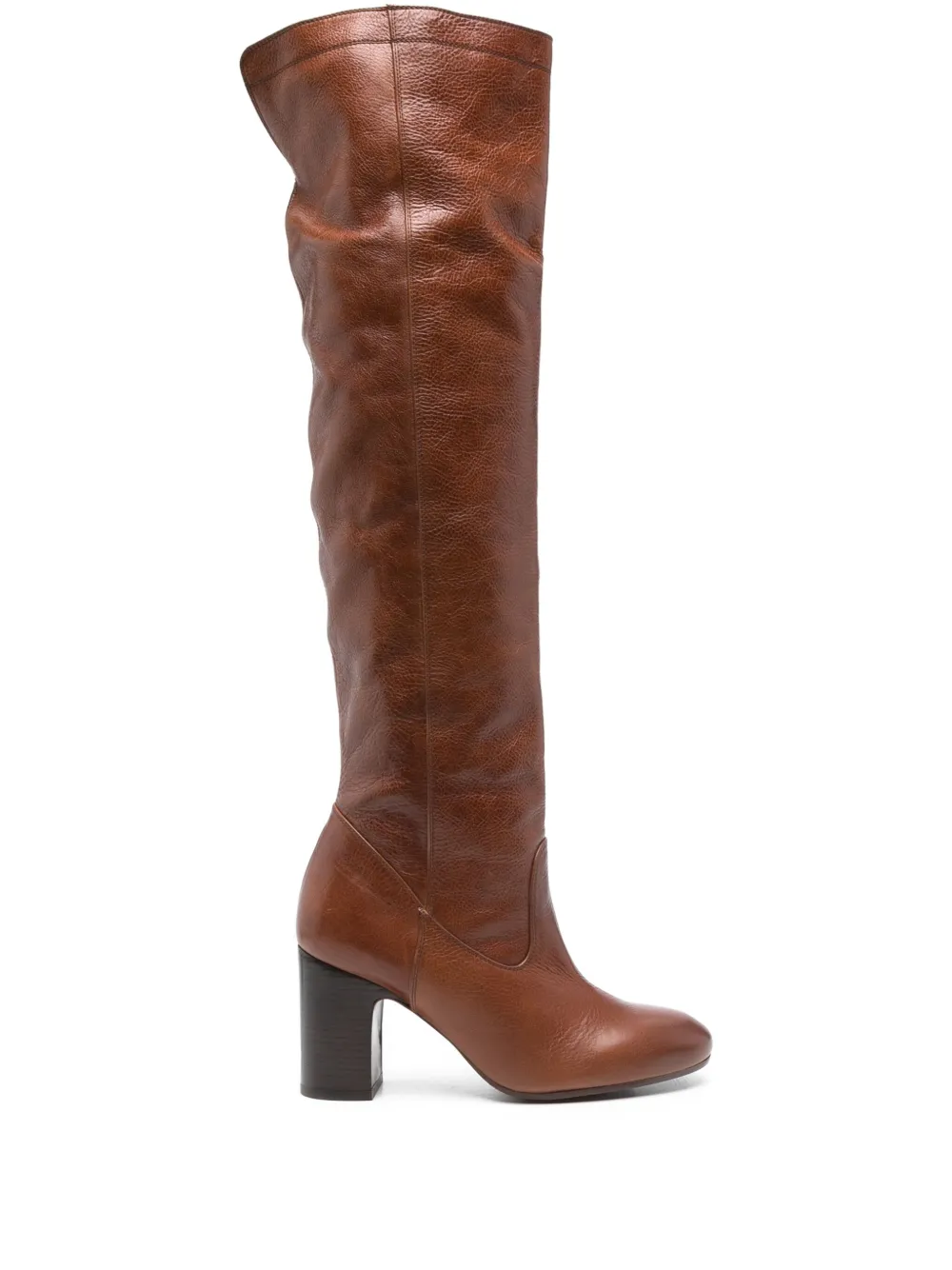 Chie Mihara 80mm leather knee-high boots Brown