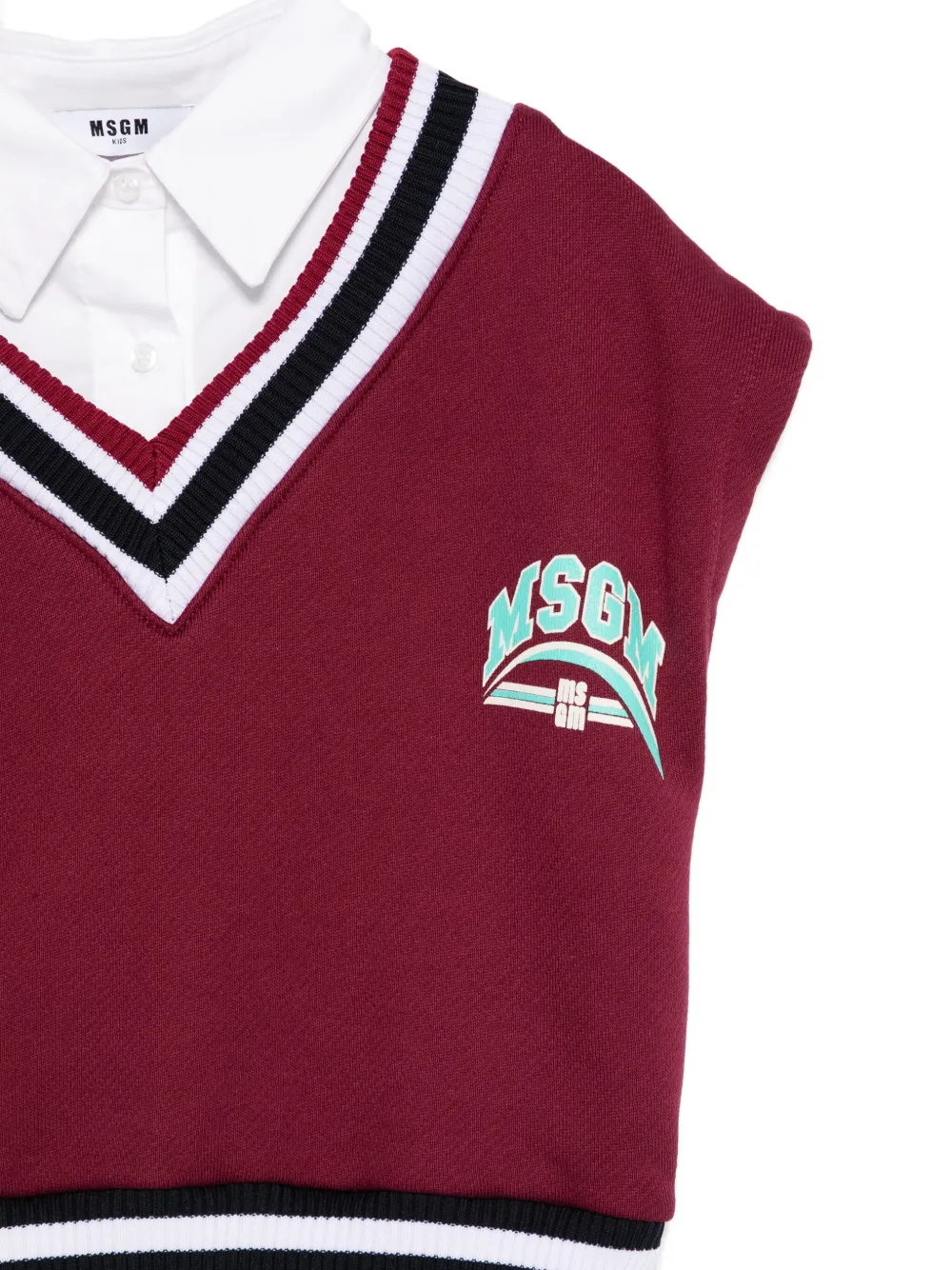 MSGM Kids Top met V-hals en logoprint Rood
