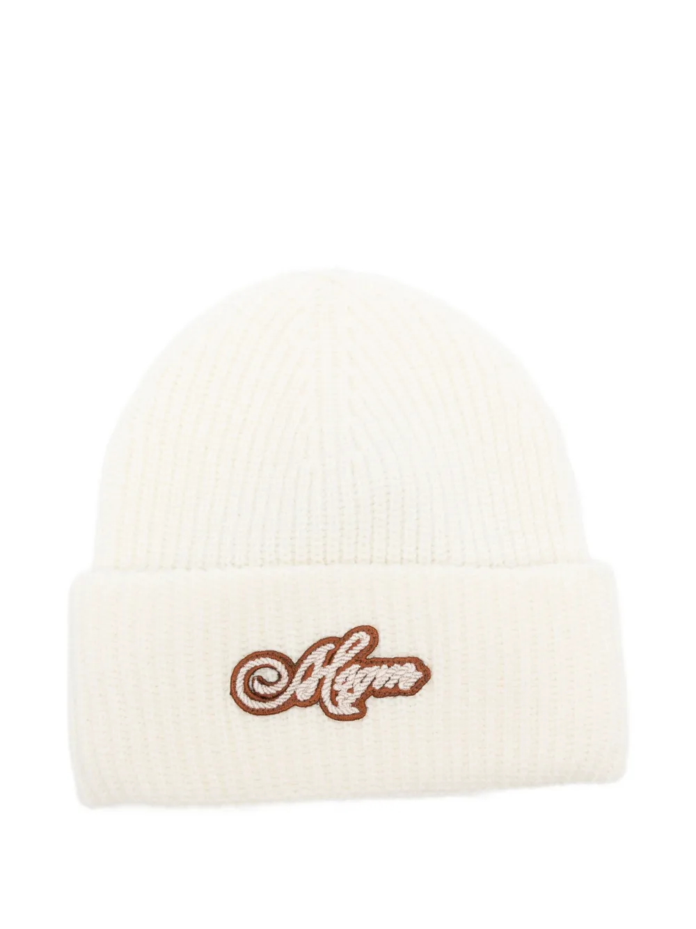 MSGM Kids logo-patch ribbed beanie | Neutrals | Image 1