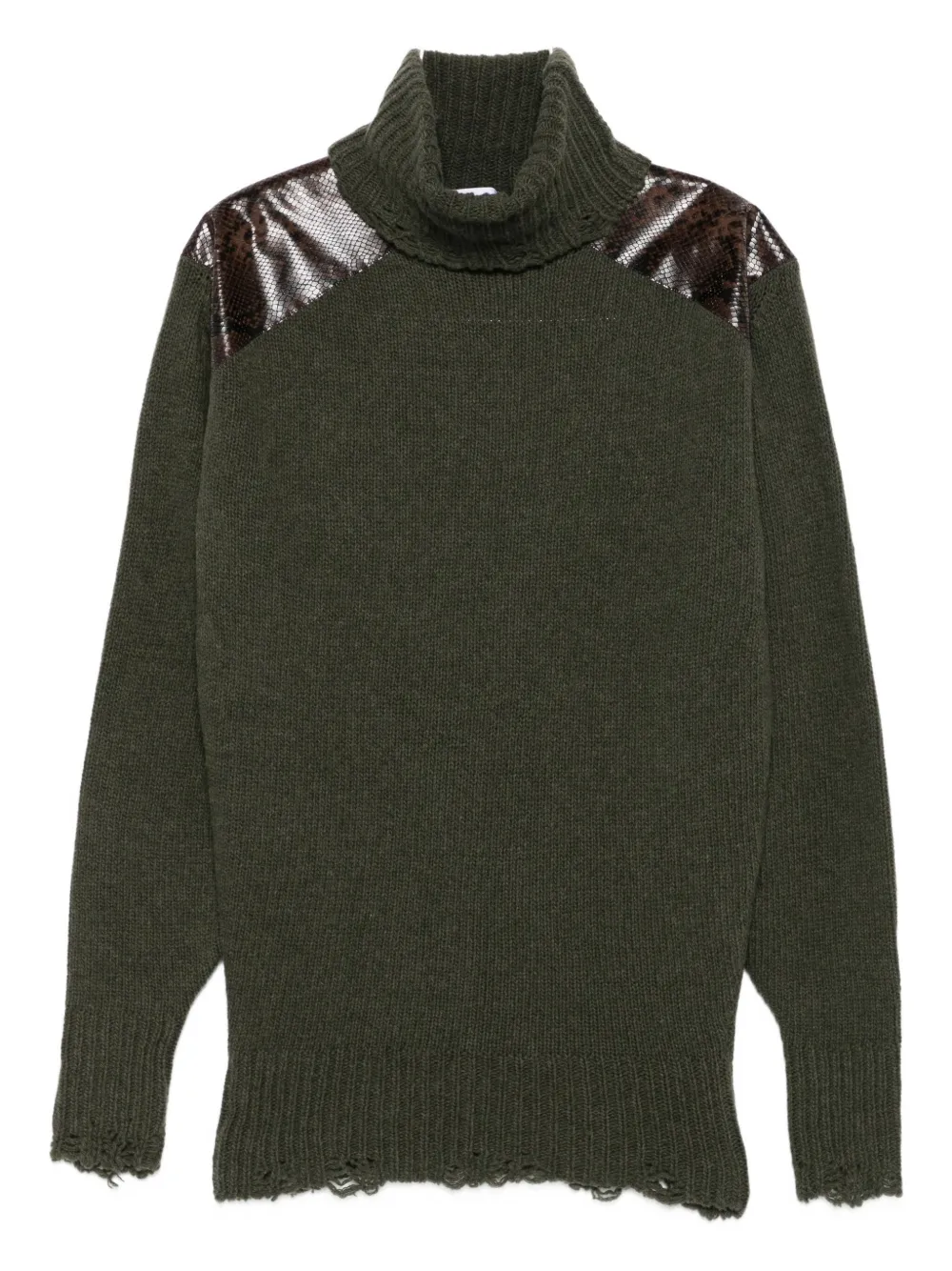 Stella McCartney panelled frayed-hem sweater Groen