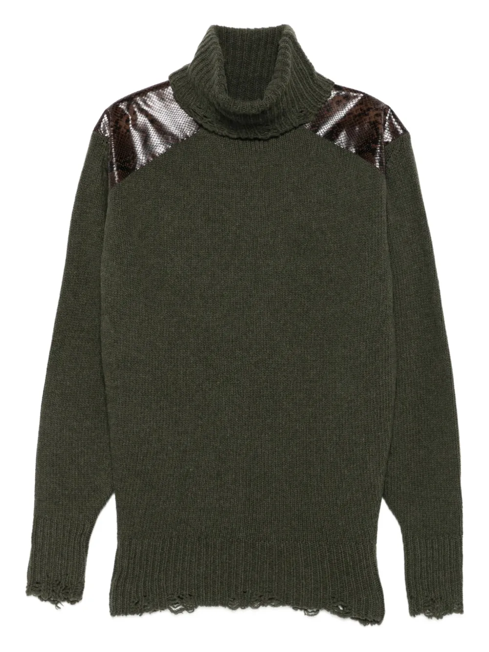 Stella McCartney panelled frayed-hem sweater Groen
