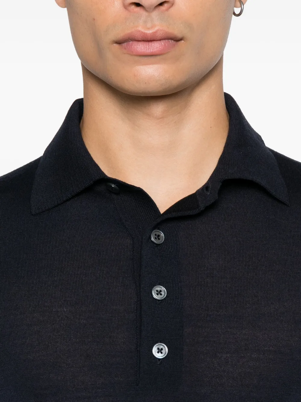 TOM FORD Poloshirt met knopenbies en lange mouwen Blauw