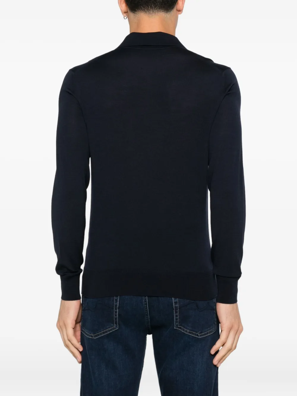 TOM FORD Poloshirt met knopenbies en lange mouwen Blauw