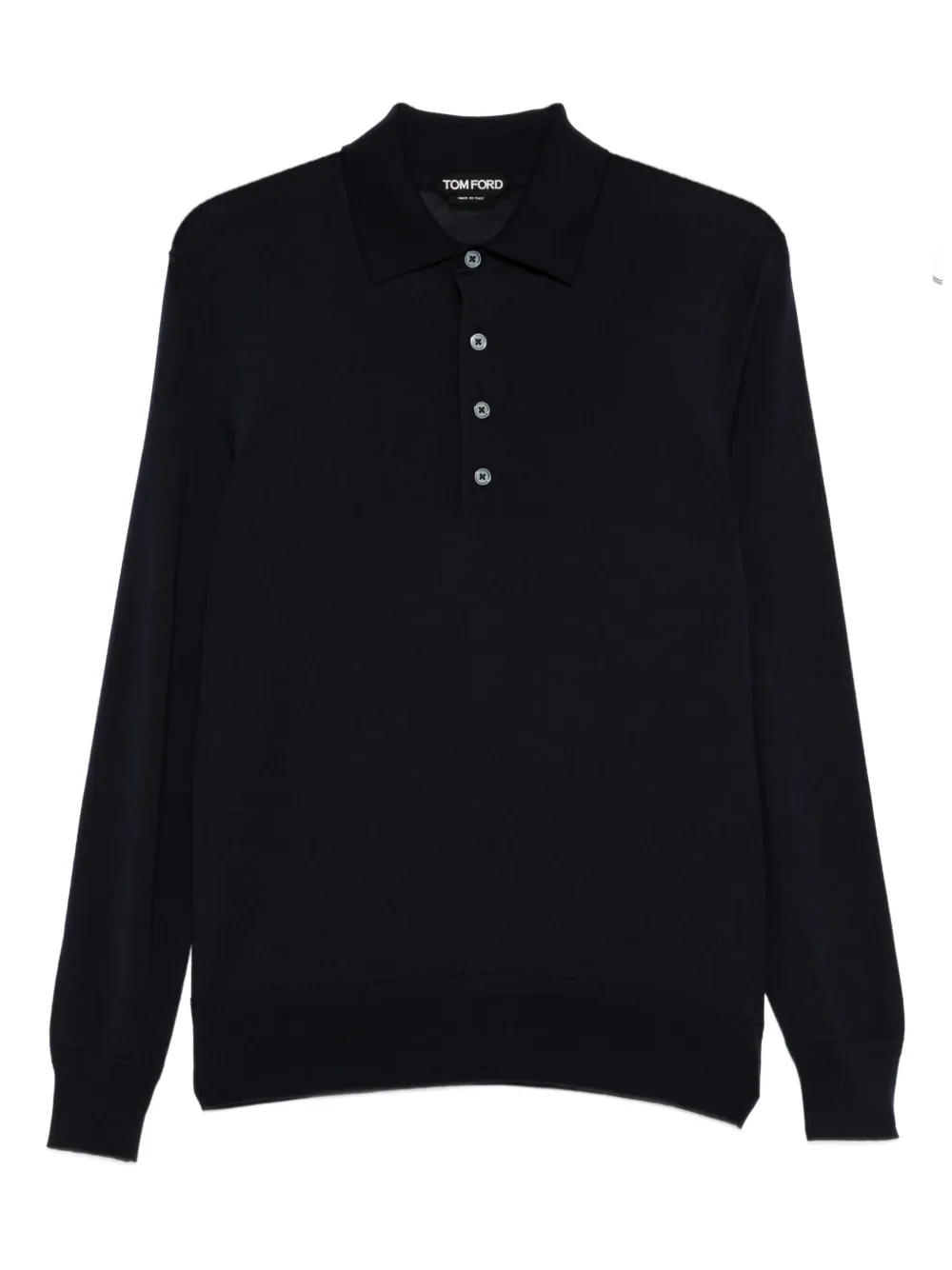 TOM FORD long-sleeve button-placket polo shirt - ブルー TOM FORD long-sleeve button-placket polo shirt - ブルー