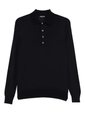 TOM FORD スキッパーポロシャツ ロングスリーブ ダークブラウン 46 TOM FORD ロングスリーブ デニムシャツ | ブラウン | FARFETCH JP