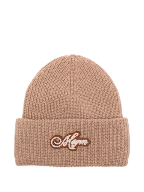 MSGM Kids logo-patch ribbed beanie