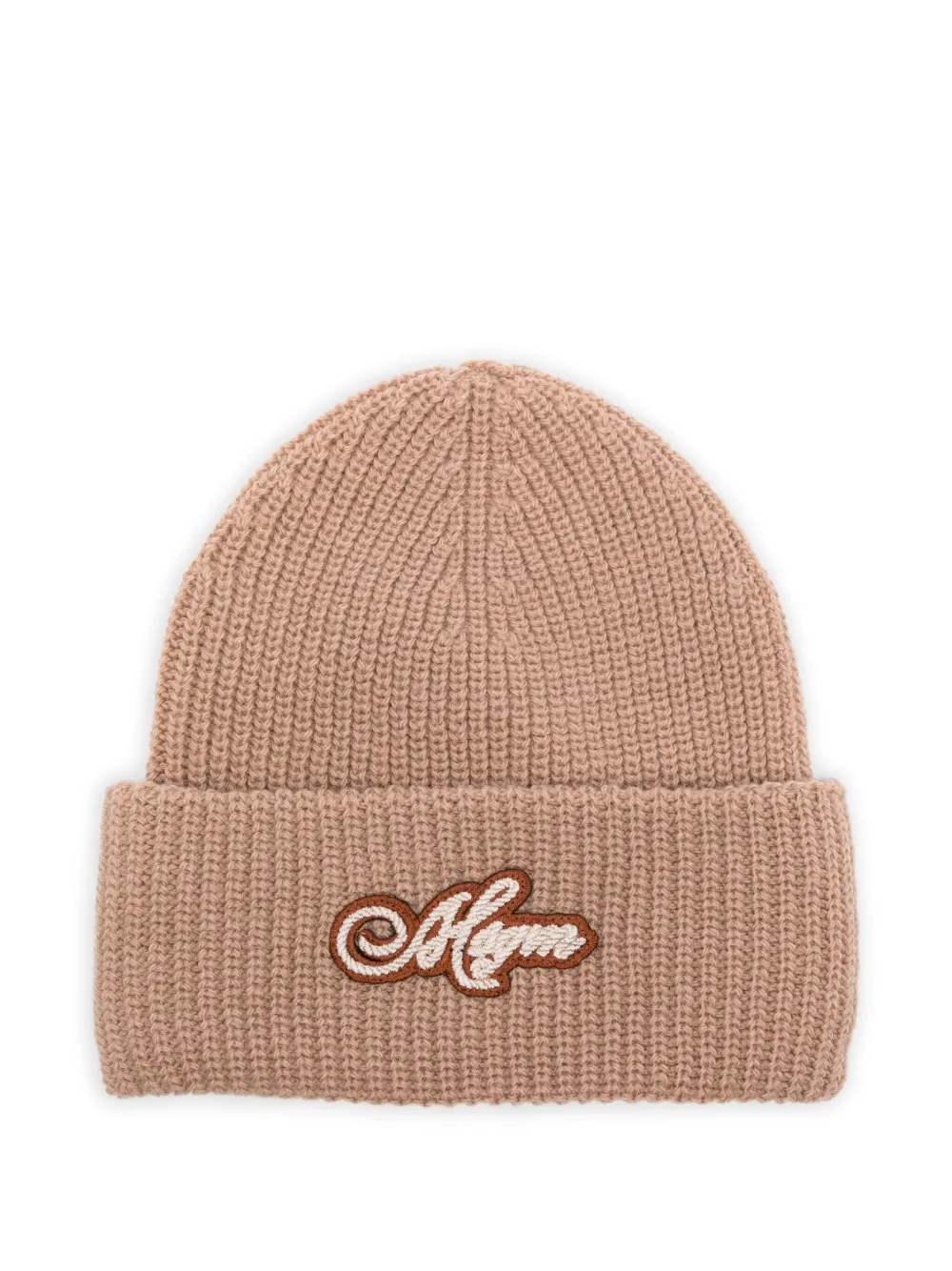 MSGM Kids Geribbelde muts met logopatch Bruin