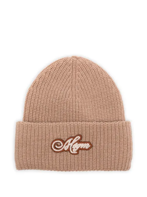 MSGM Kids logo-patch ribbed beanie