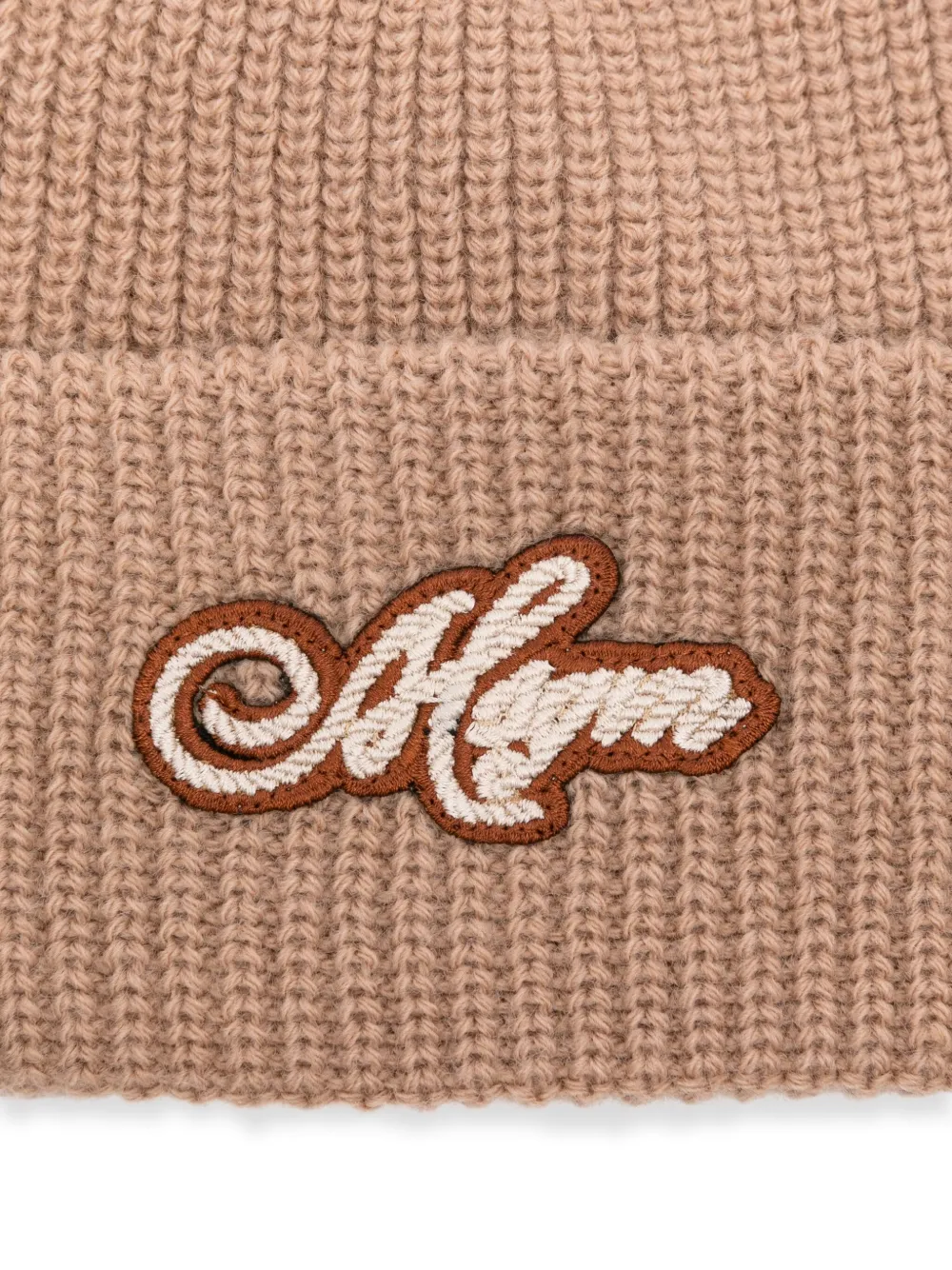 MSGM Kids Geribbelde muts met logopatch Bruin