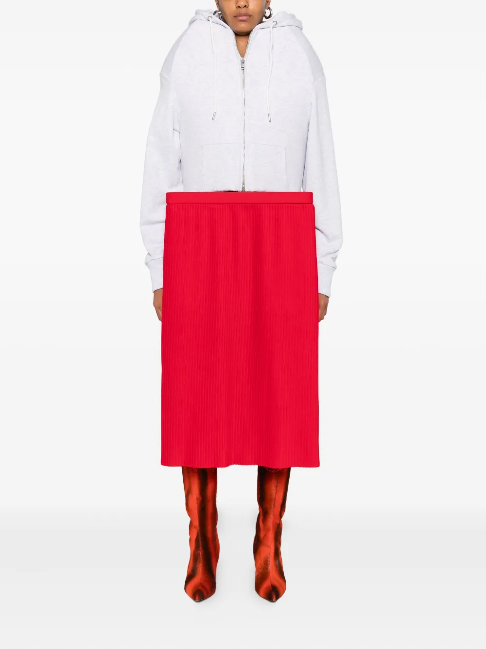 Duran Lantink Pleated Midi Skirt In Red