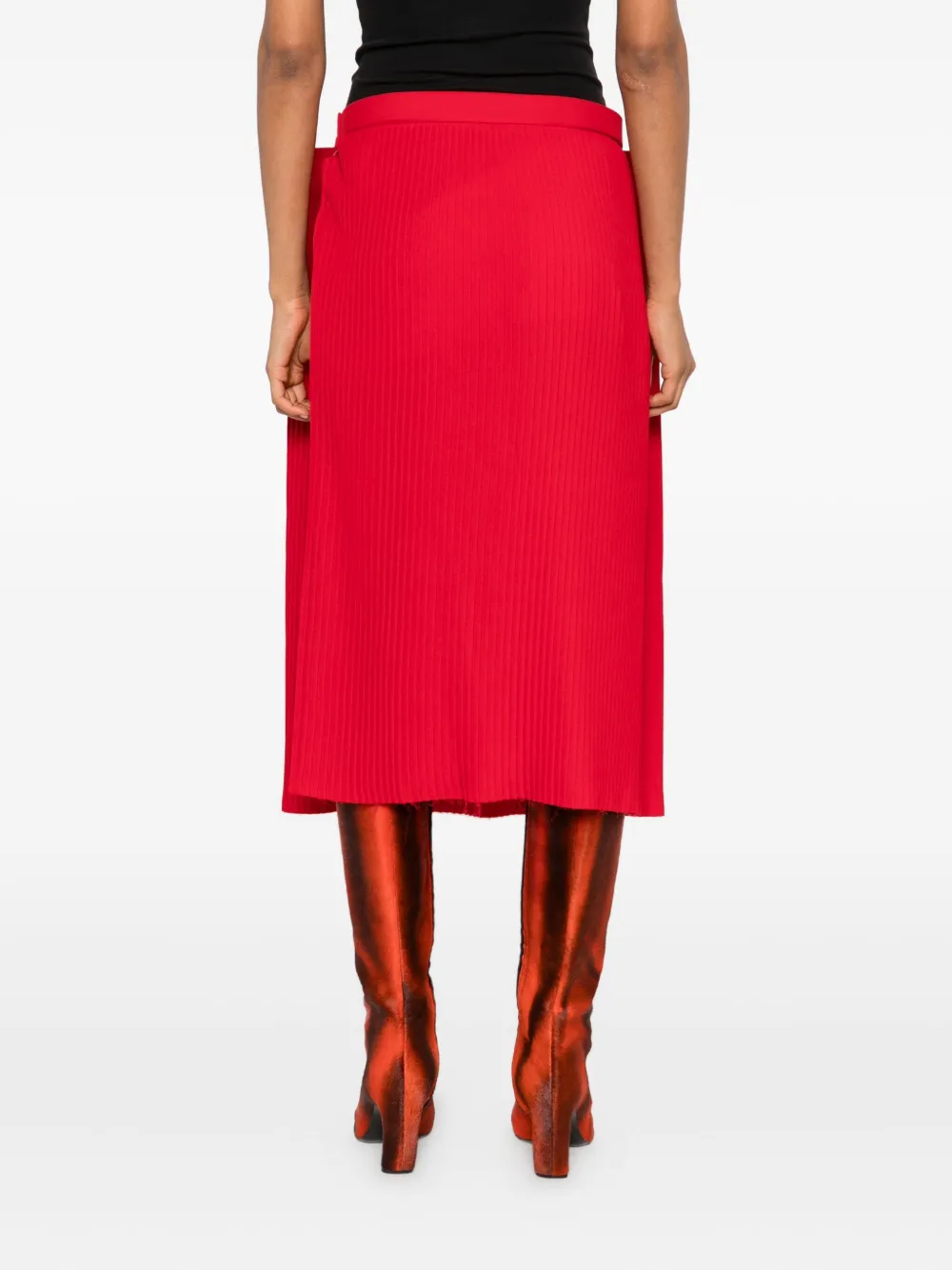 Duran Lantink Pleated Midi Skirt In Red