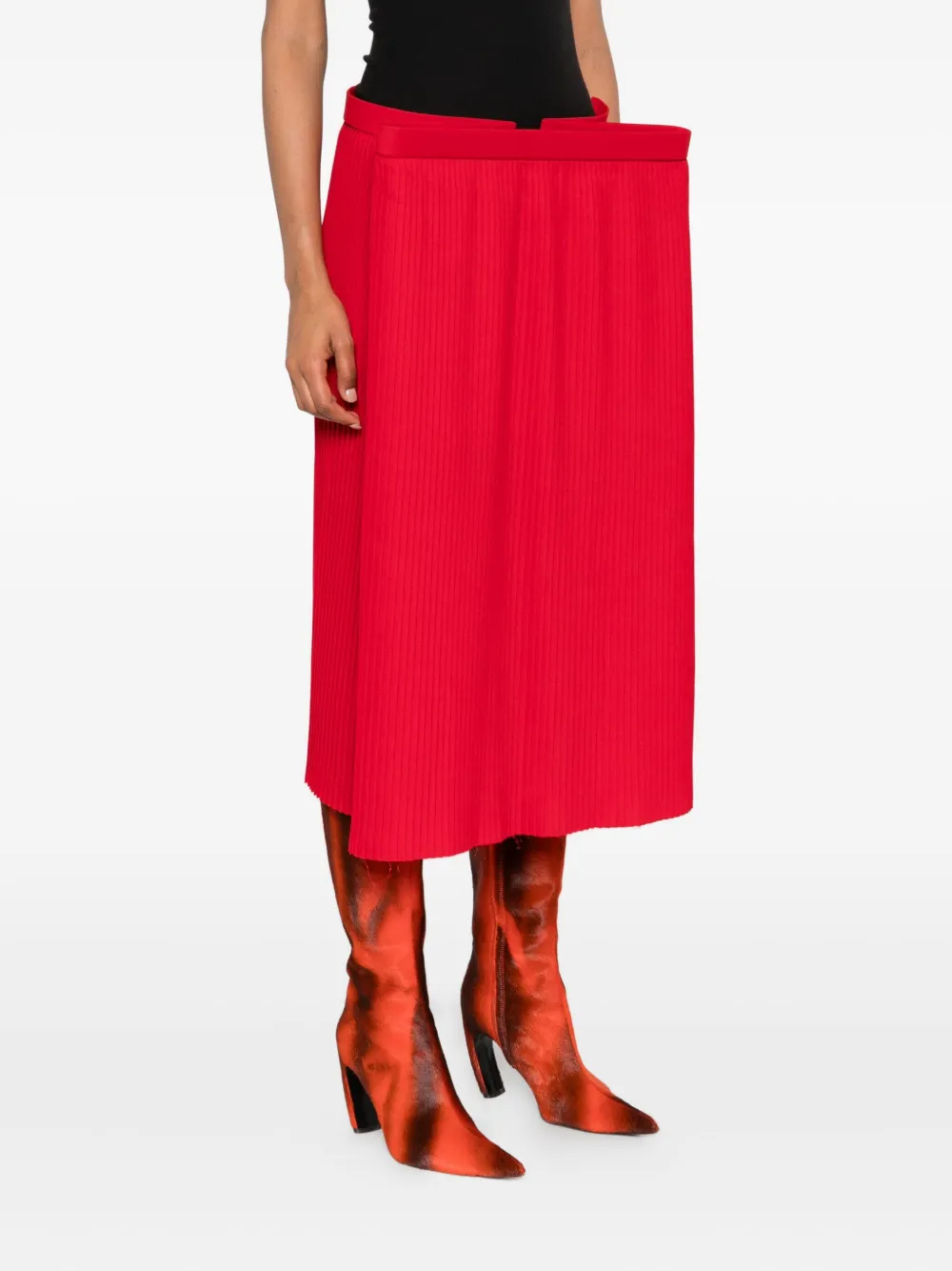 Duran Lantink Pleated Midi Skirt In Red