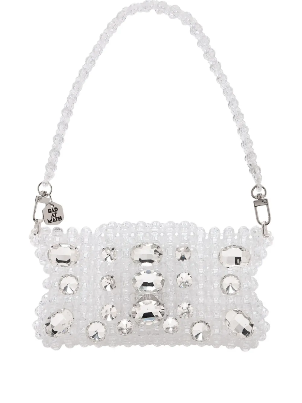 Bad At Math Embellished Beaded Shoulder Bag In White