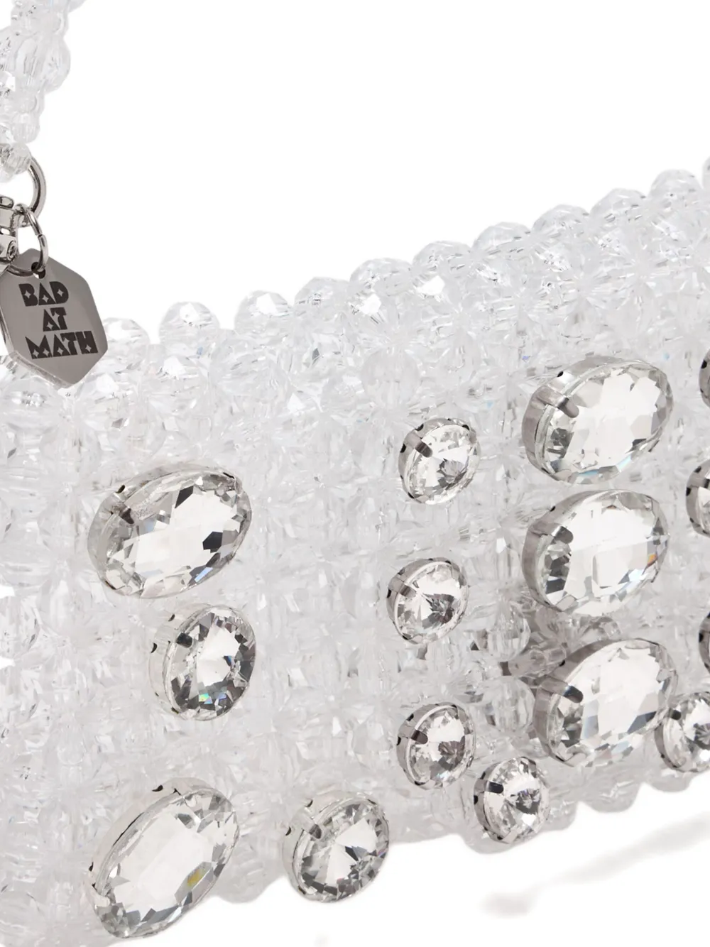 Bad At Math Embellished Beaded Shoulder Bag In White