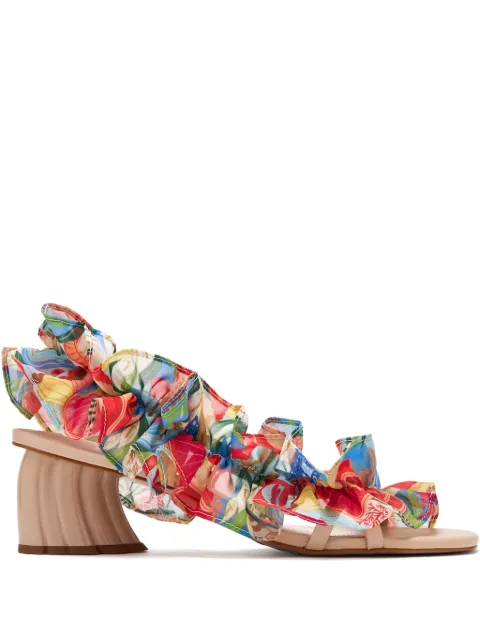 FARM Rio 65mm Ocean View Monstera heeled sandals