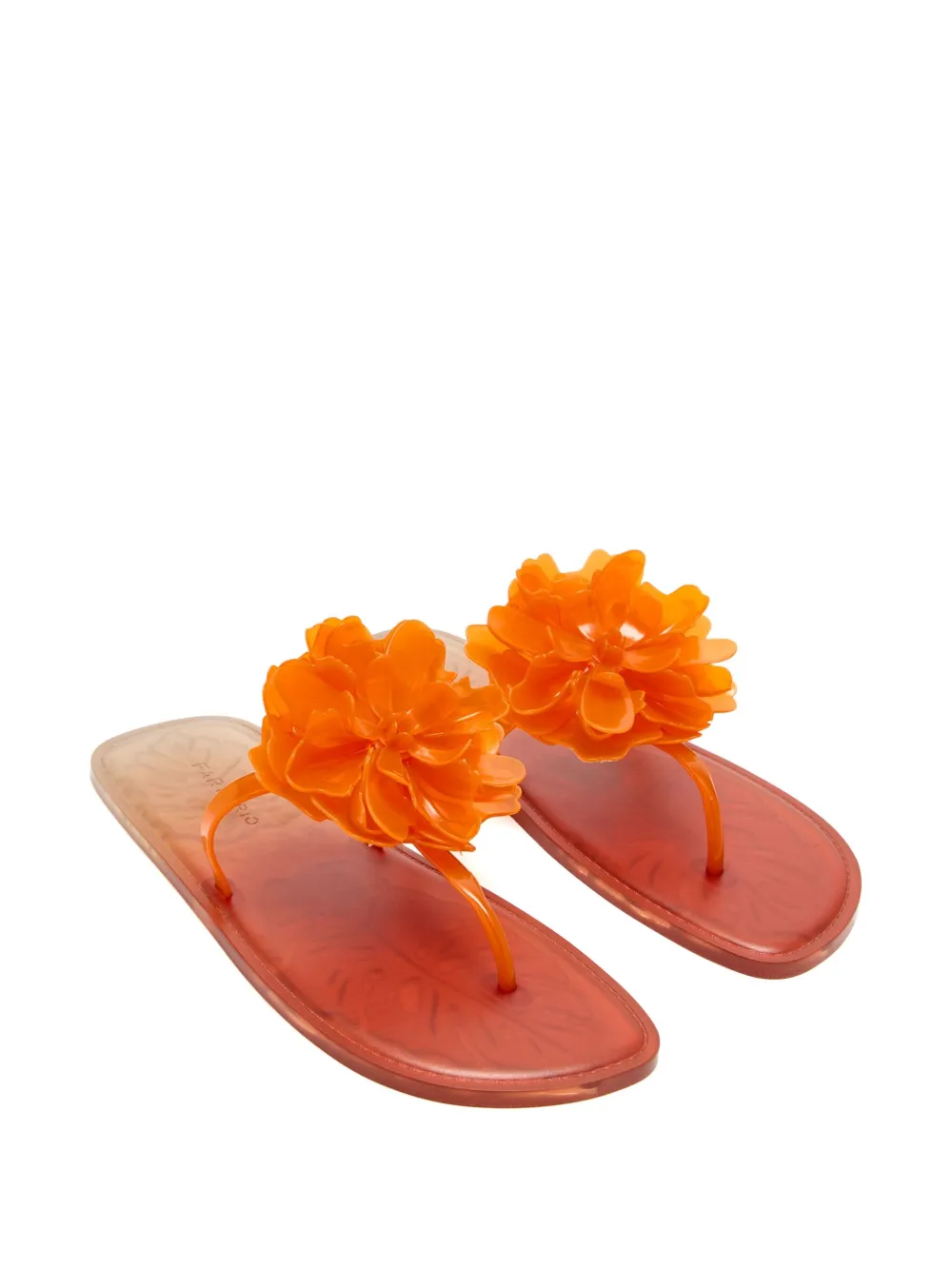 FARM Rio flower-embellished thong sandals Orange