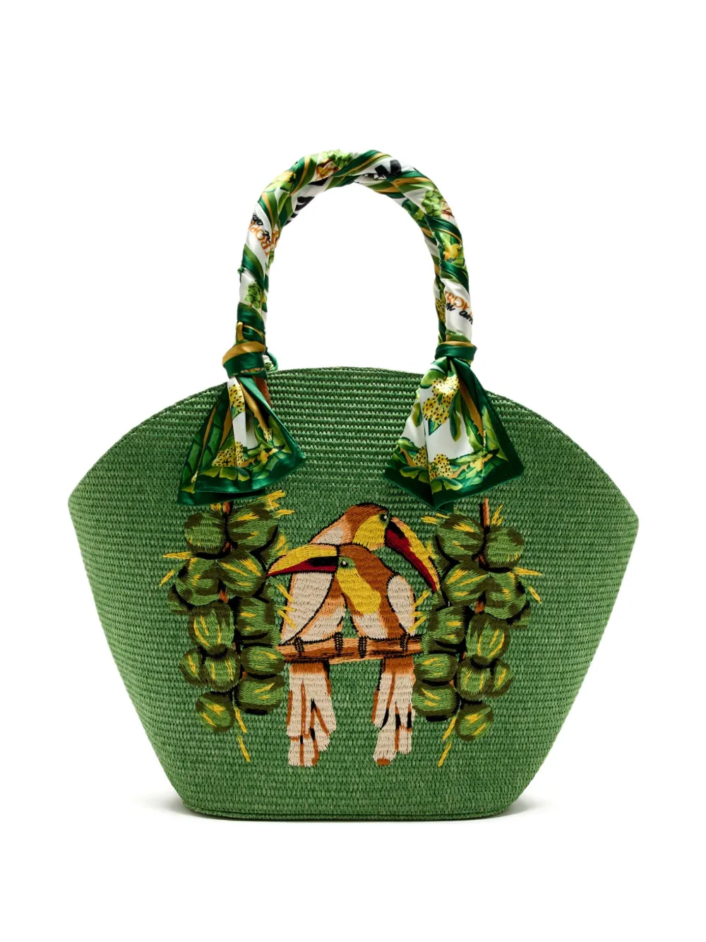 FARM Rio Coconut Toucan raffia tote bag - Verde