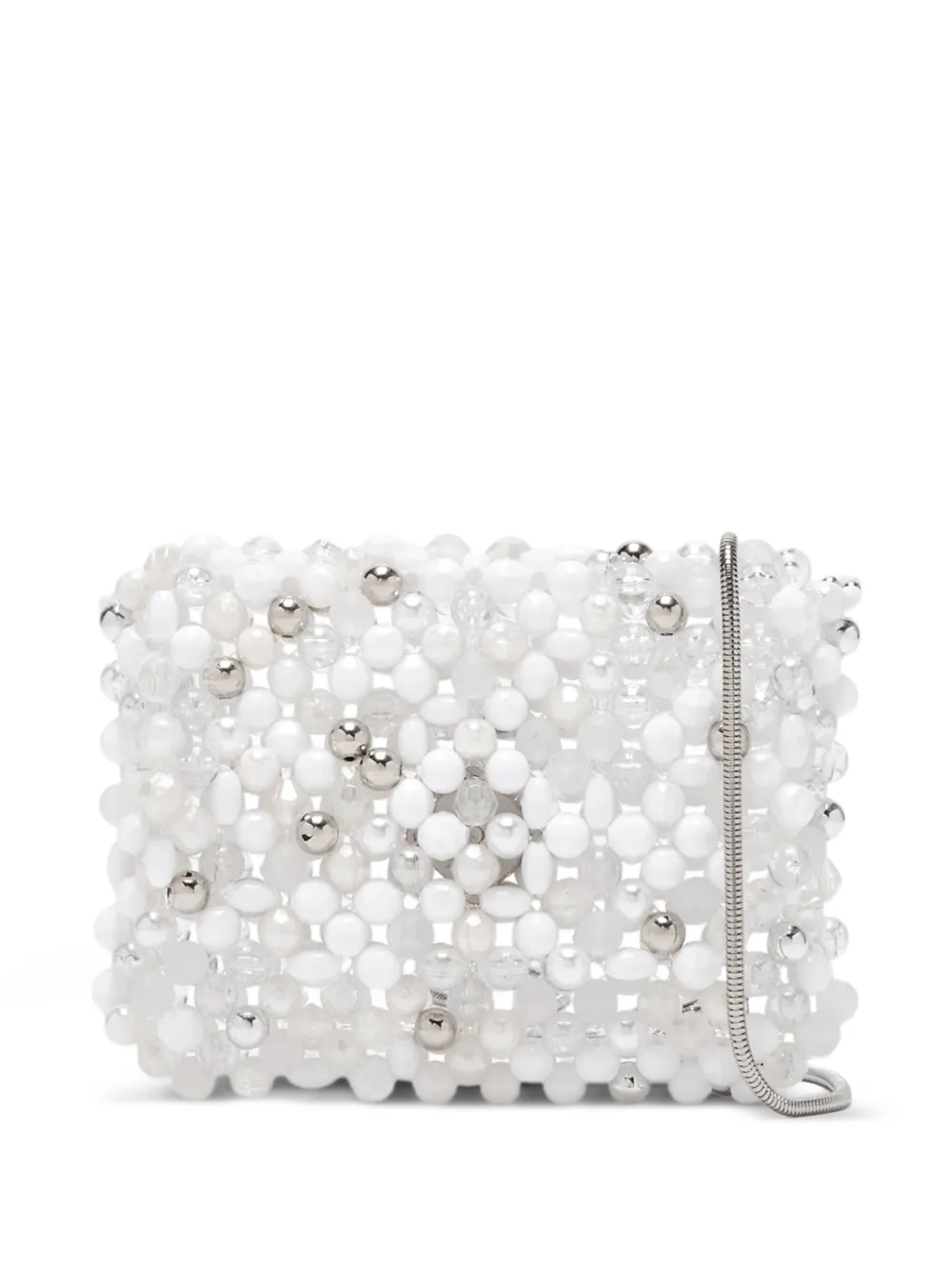 Bad at math beaded shoulder bag - Bianco