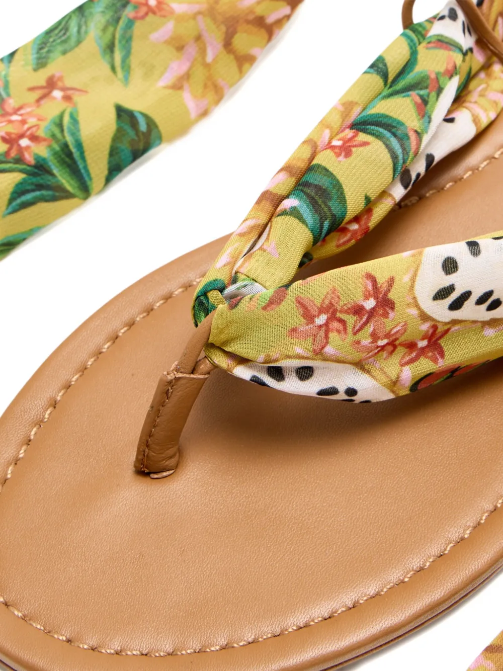 FARM Rio Biriba floral-print scarf-strap sandals Brown