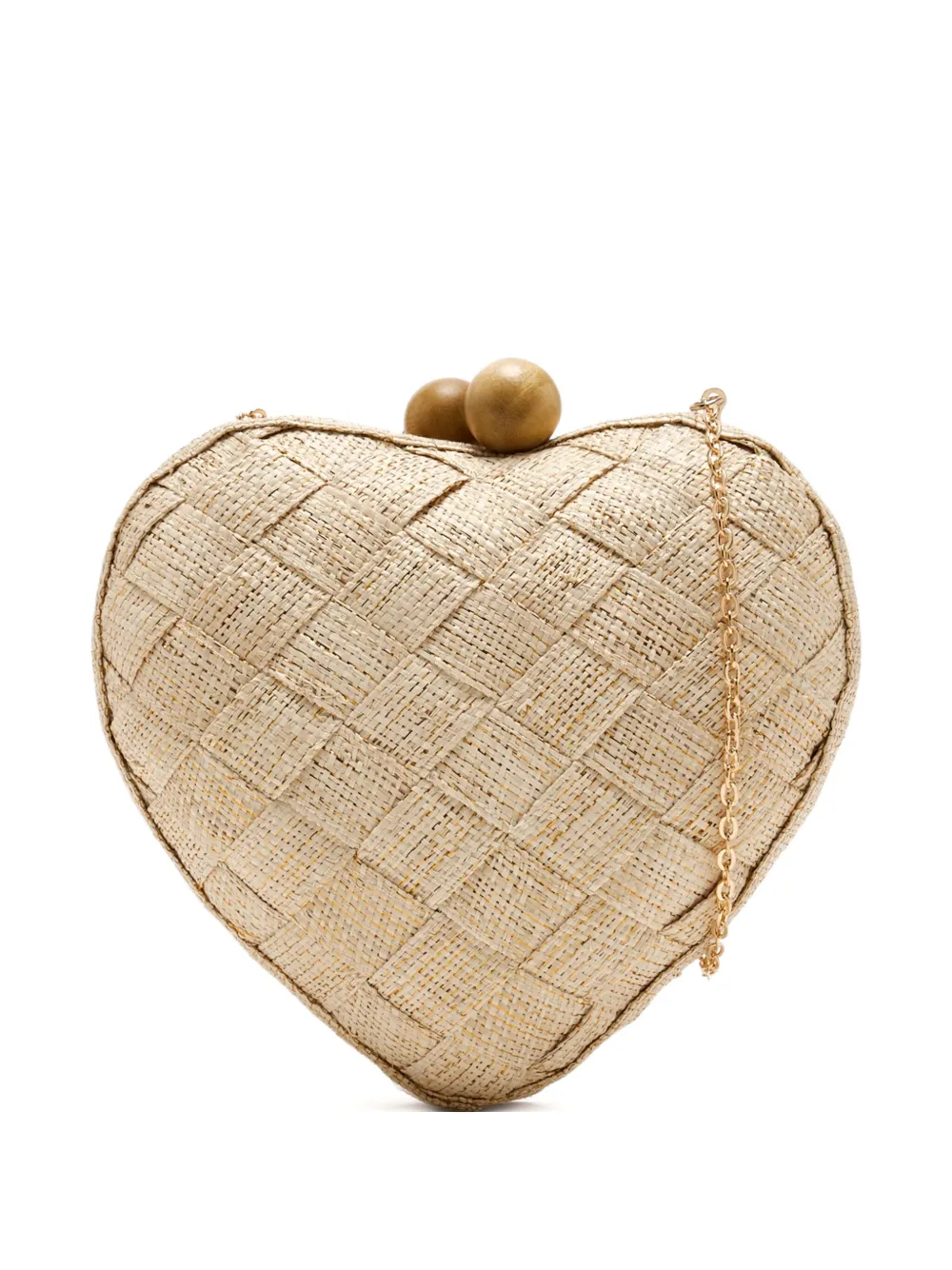 heart-shaped woven clutch