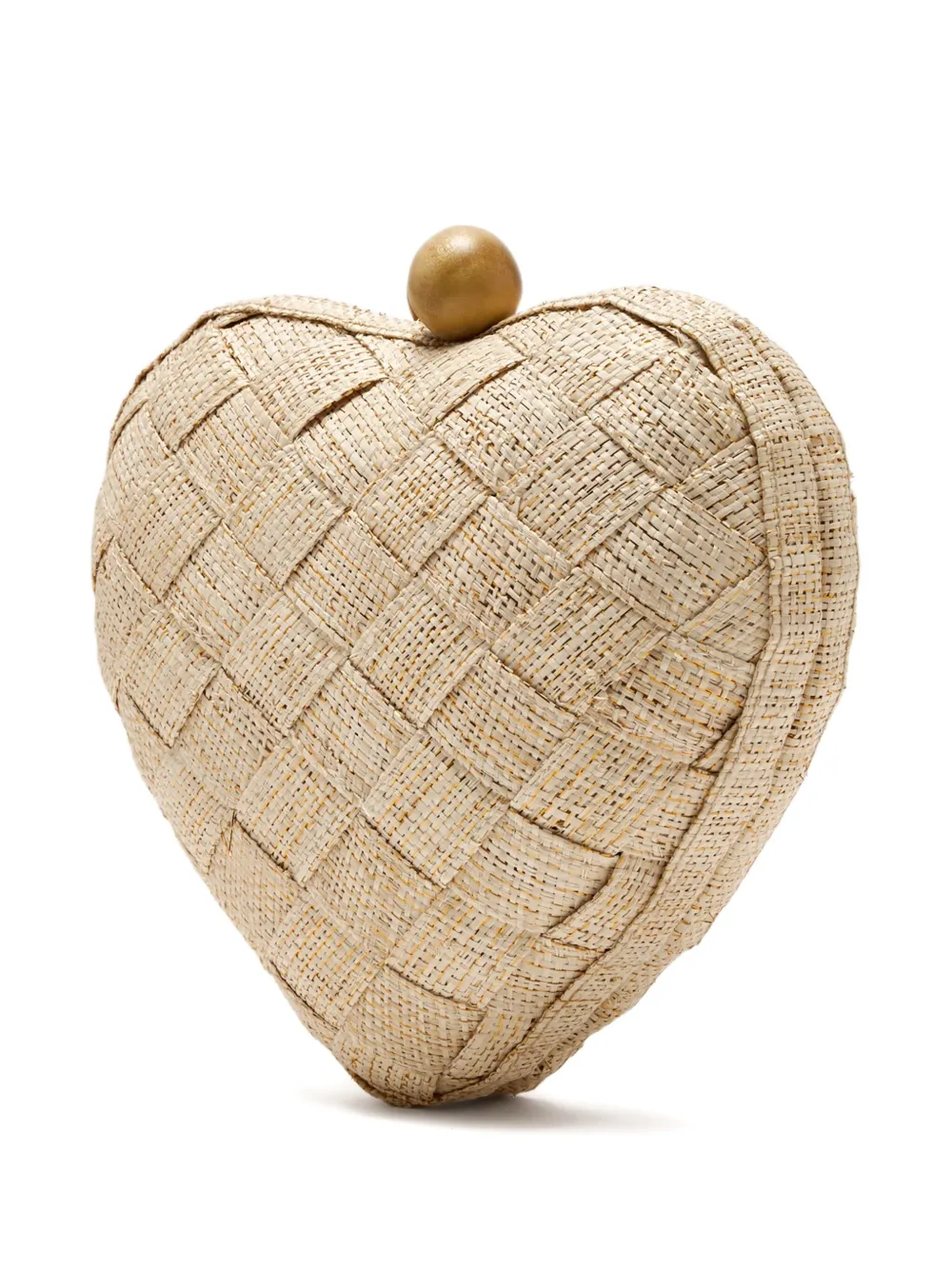 Poolside Hartvormige geweven clutch - Beige