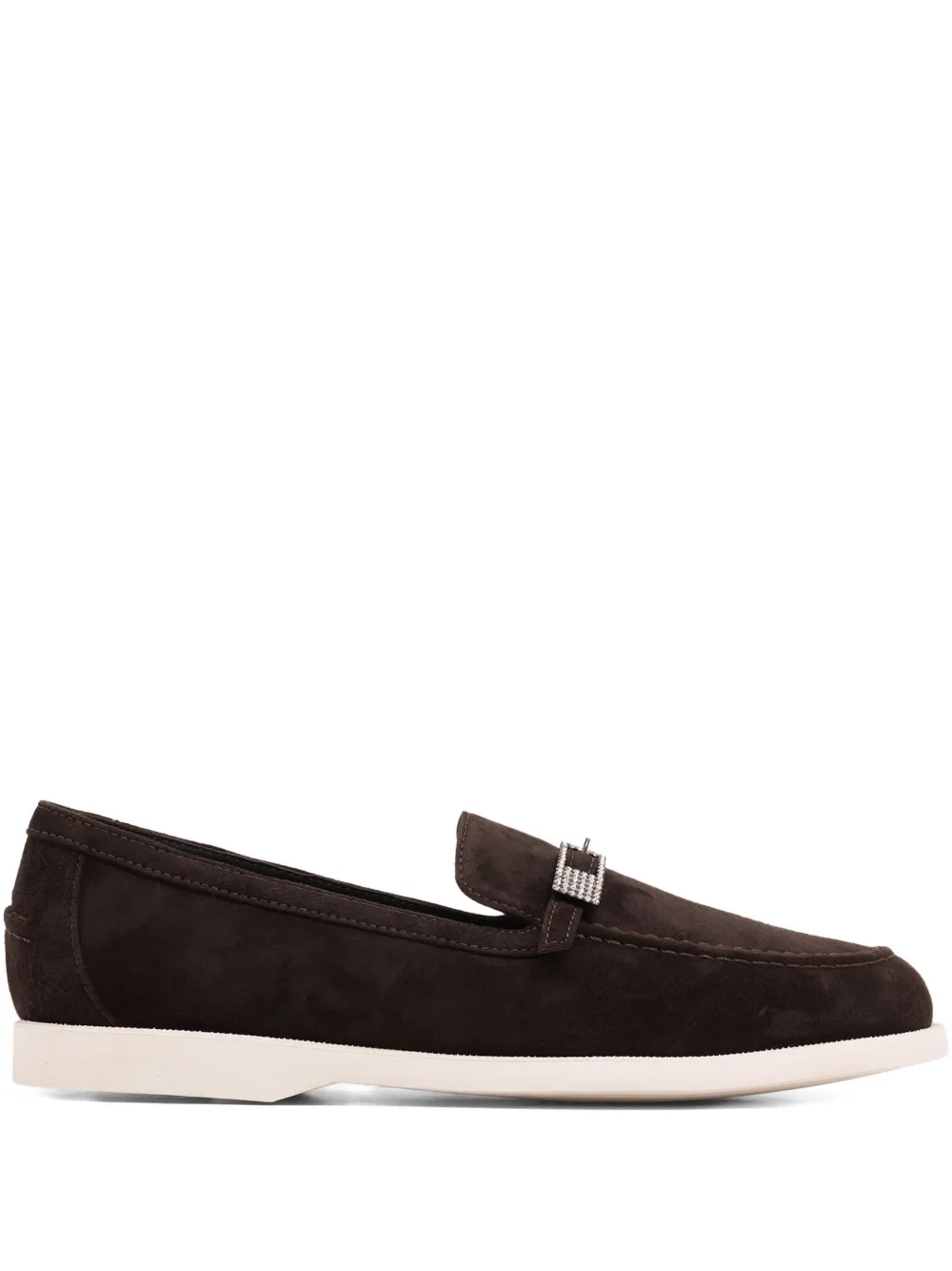 Le Silla Yacht crystal-buckle loafers Brown