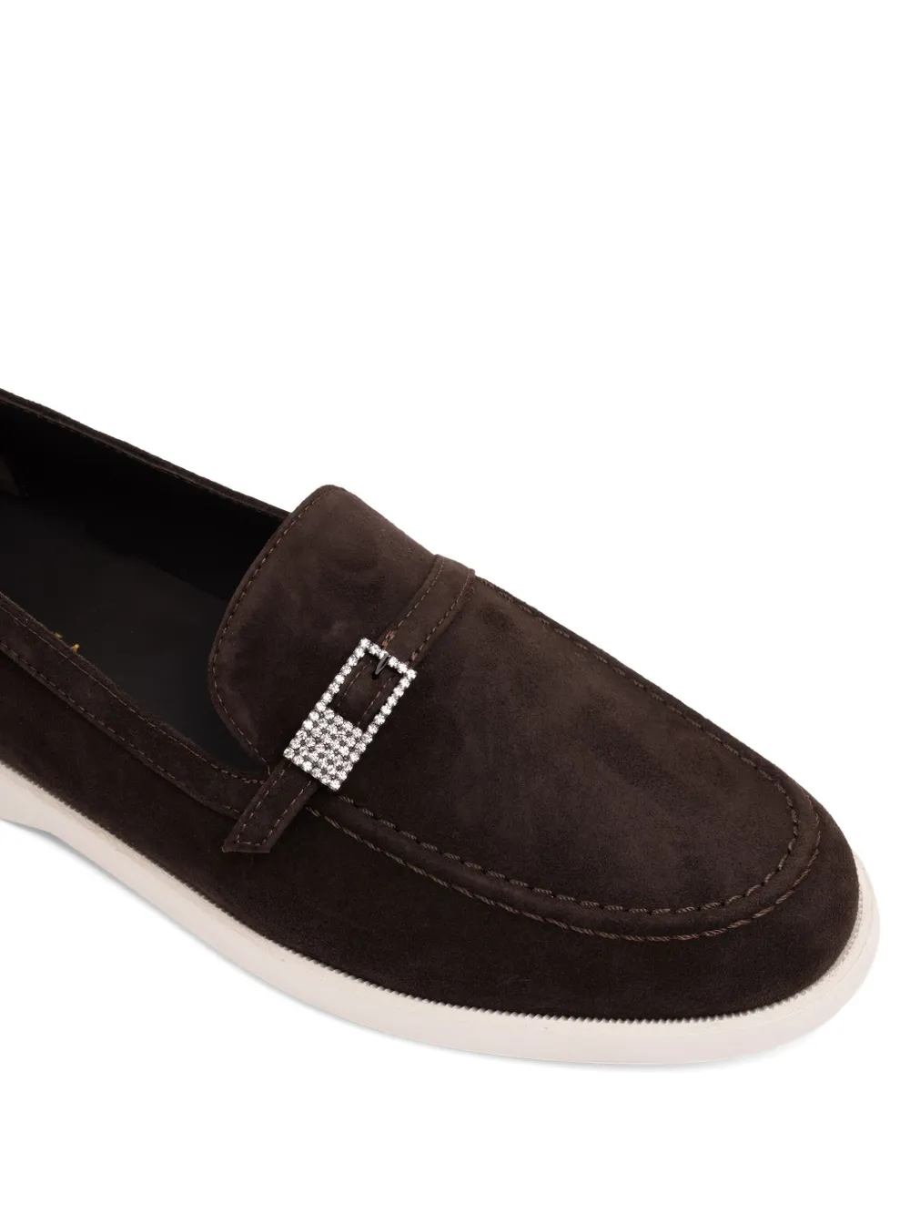 Le Silla Yacht crystal-buckle loafers Brown