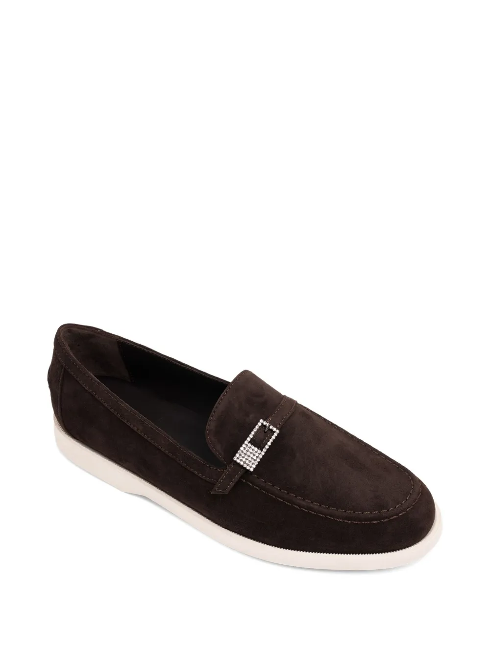 Le Silla Yacht crystal-buckle loafers Brown