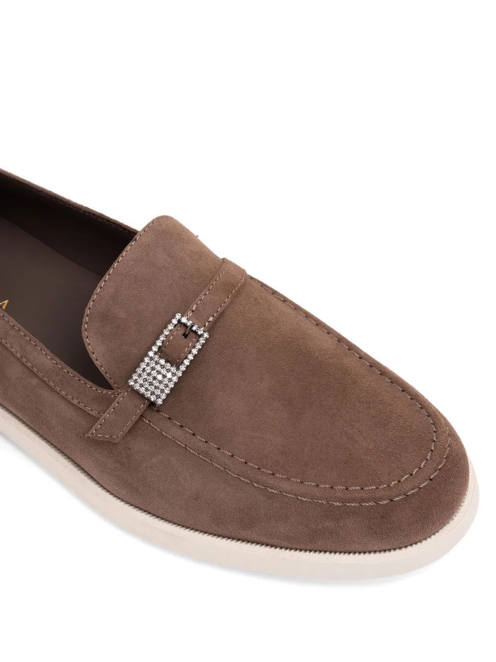 Le Silla crystal-buckle loafers Brown