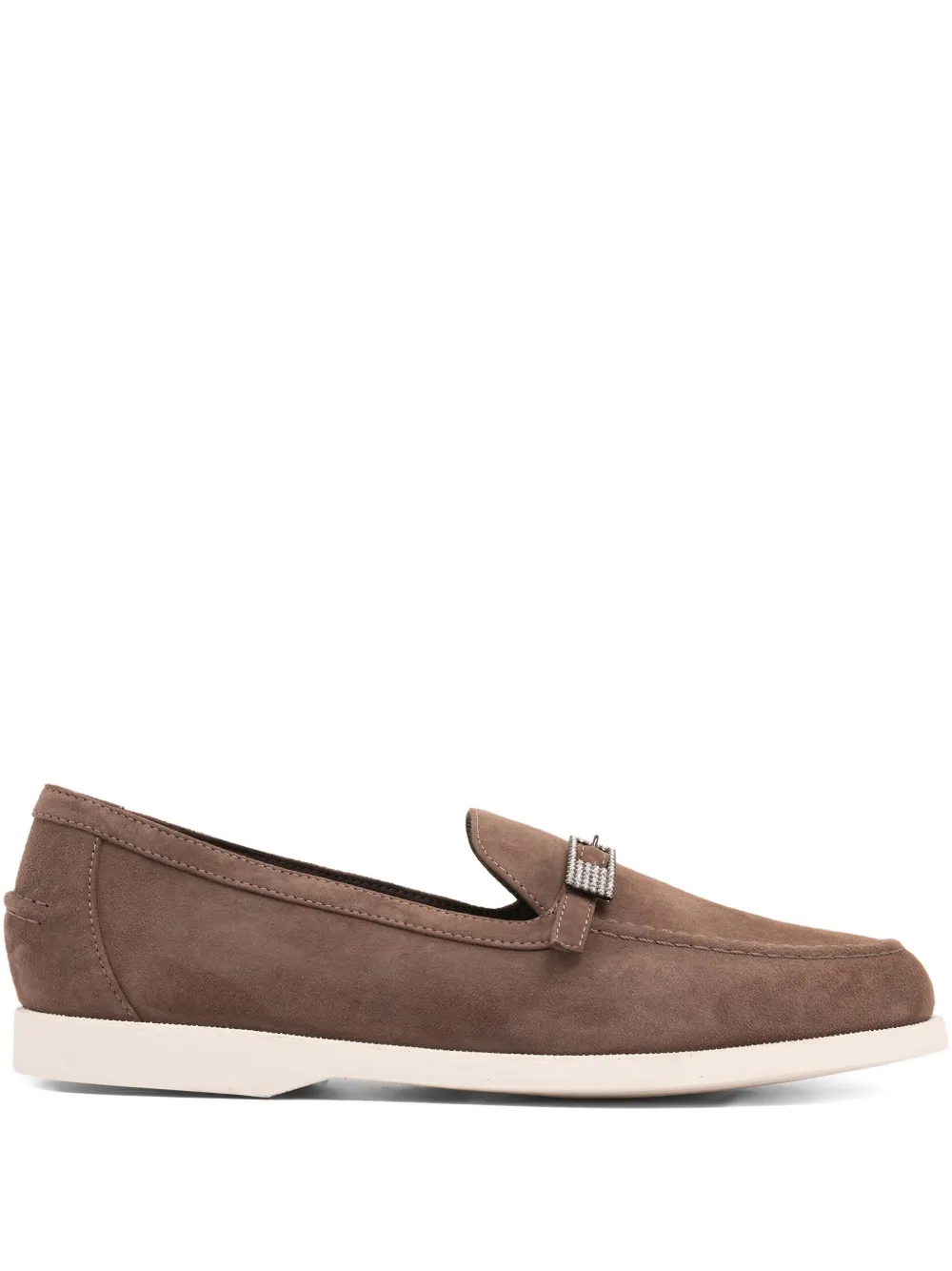 Le Silla crystal-buckle loafers Brown