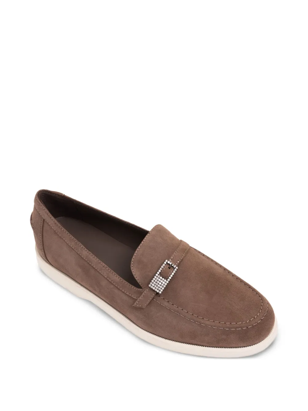 Le Silla crystal-buckle loafers Brown