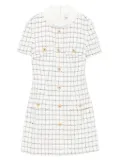 Self-Portrait checked button-detailed mini dress - White