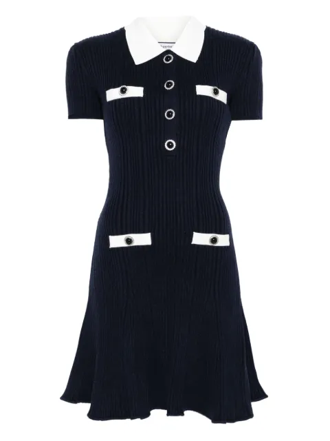 Self-Portrait collared button-detail mini dress