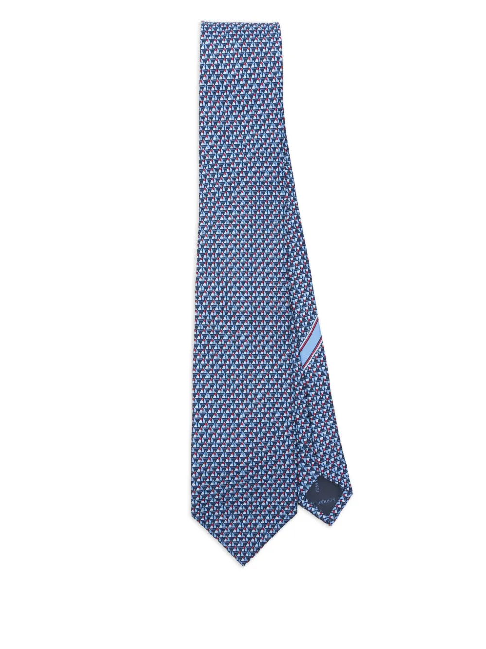 Ferragamo sailboat-pattern silk tie Blauw