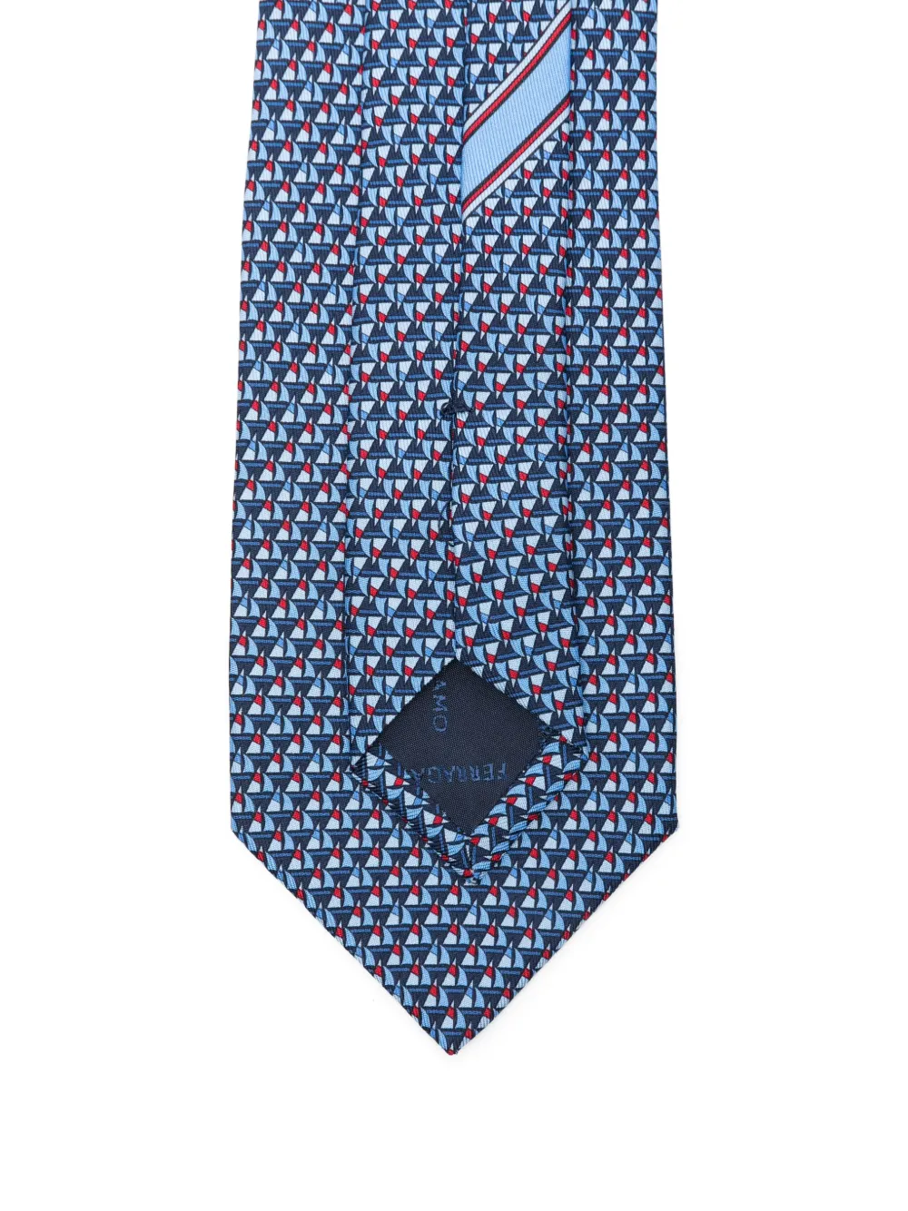 Ferragamo sailboat-pattern silk tie Blauw