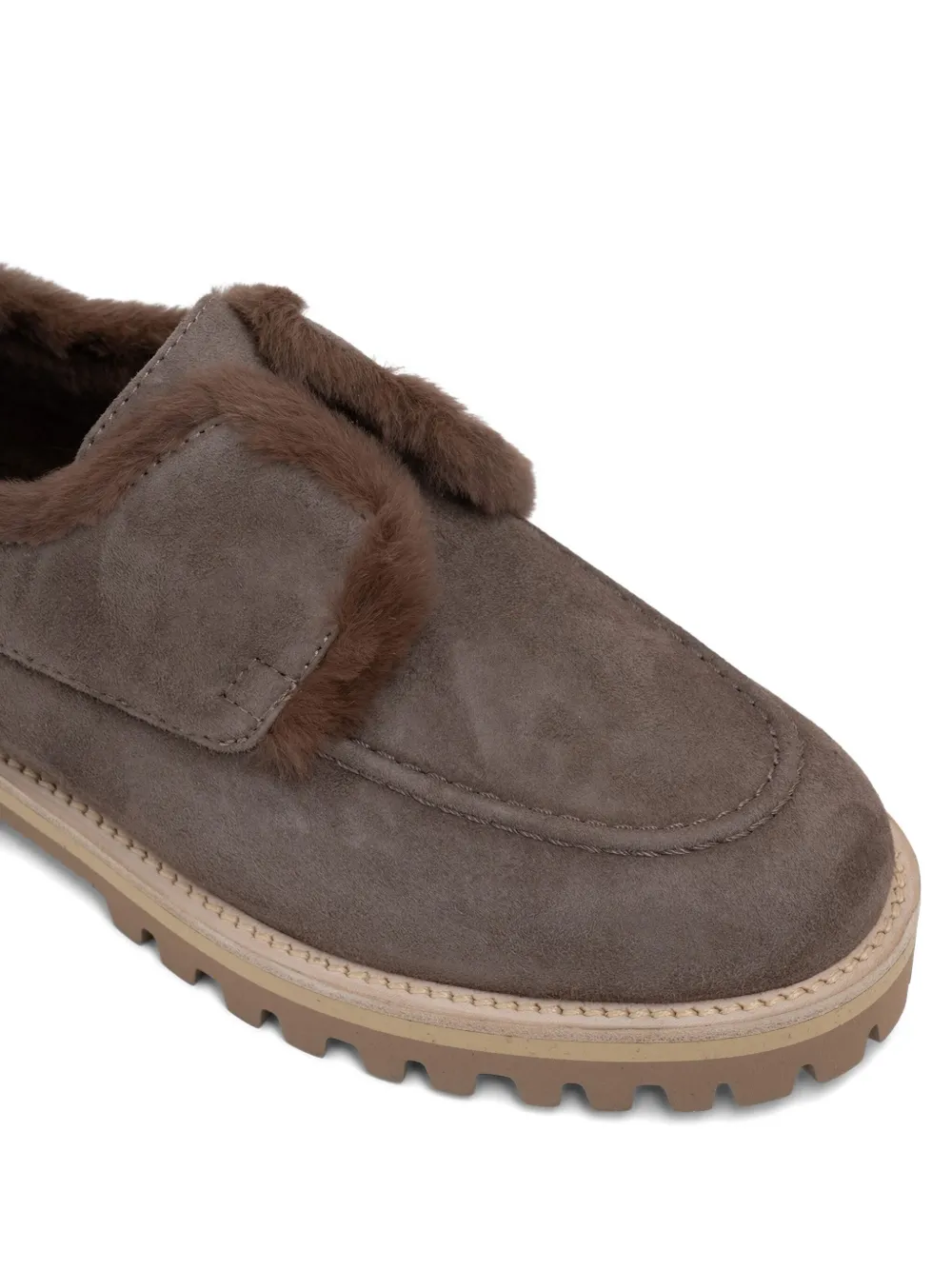 Le Silla Yacht shearling-trimmed suede loafers Brown