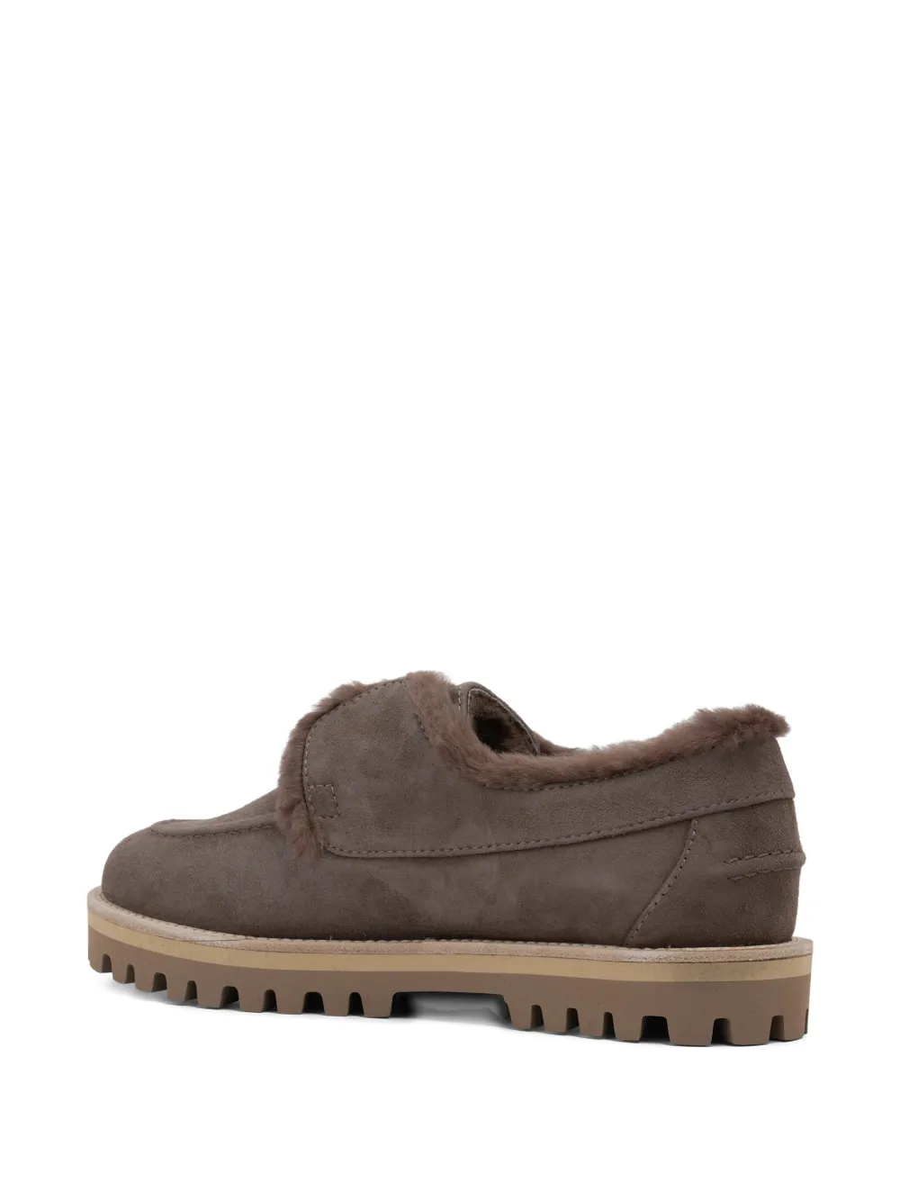 Le Silla Yacht shearling-trimmed suede loafers Brown