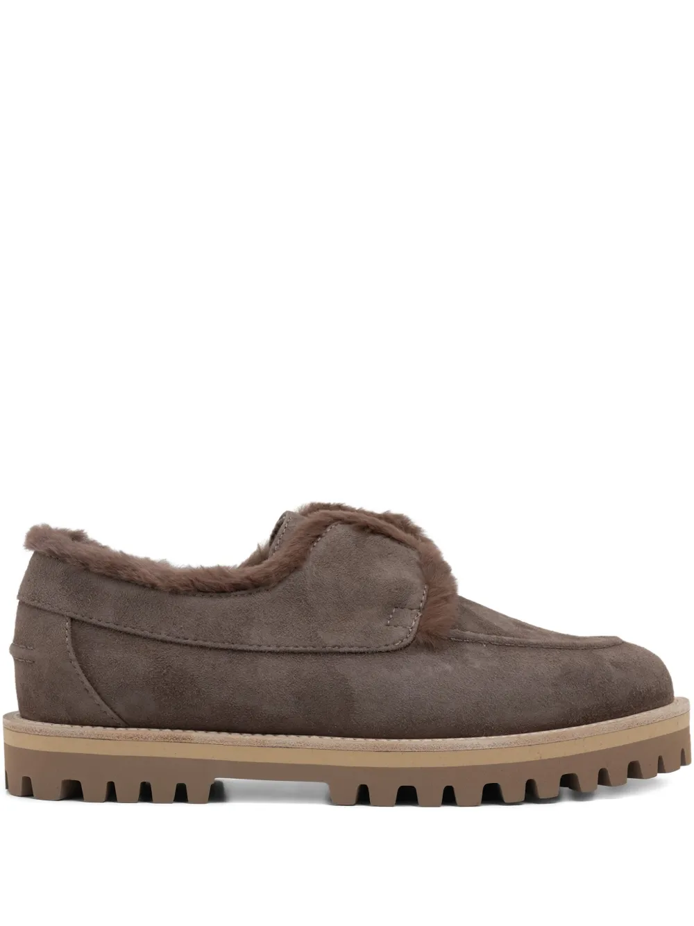 Le Silla Yacht shearling-trimmed suede loafers Brown