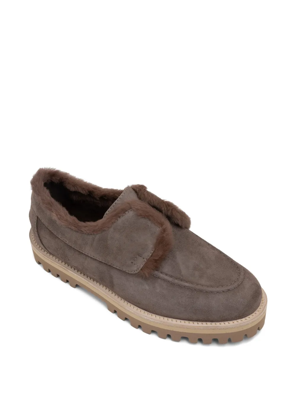 Le Silla Yacht shearling-trimmed suede loafers Brown
