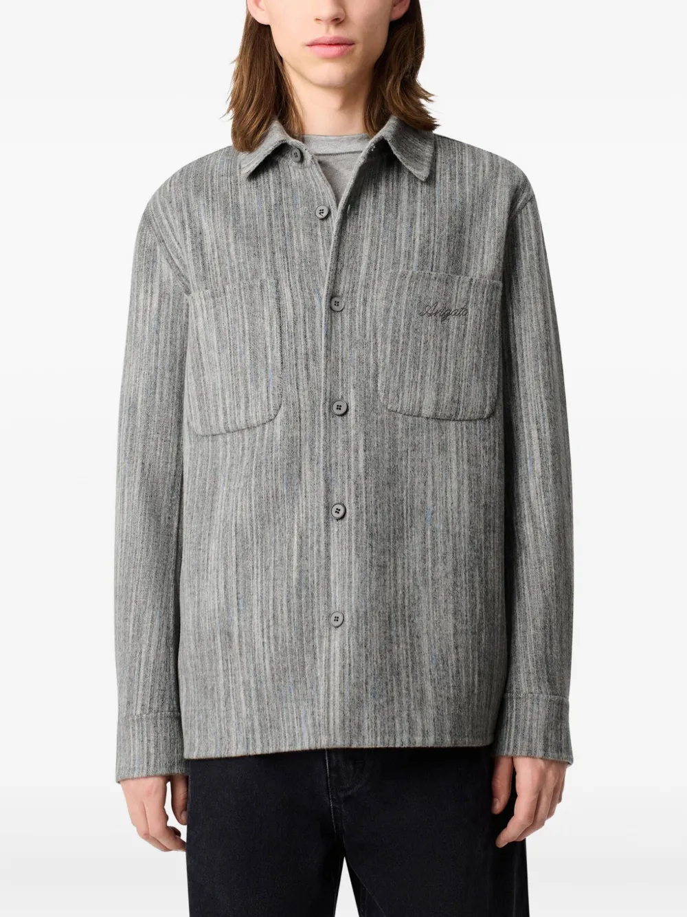 Axel Arigato Aidan striped shirt jacket Grijs
