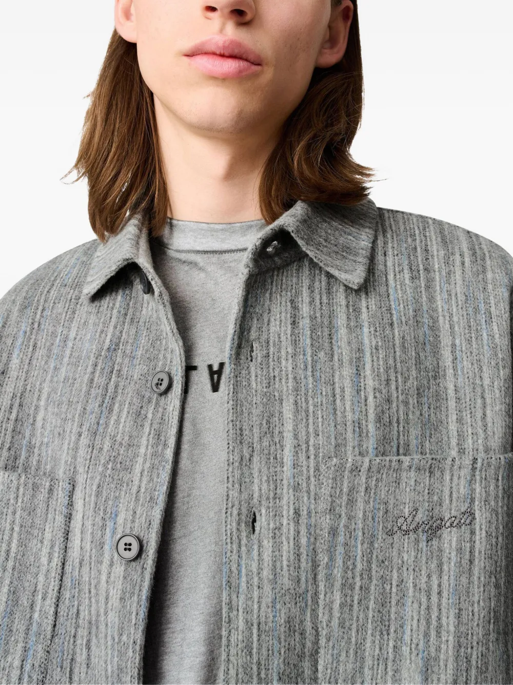 Axel Arigato Aidan striped shirt jacket Grijs