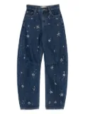 Self-Portrait crystal-flower embellished jeans - Blue