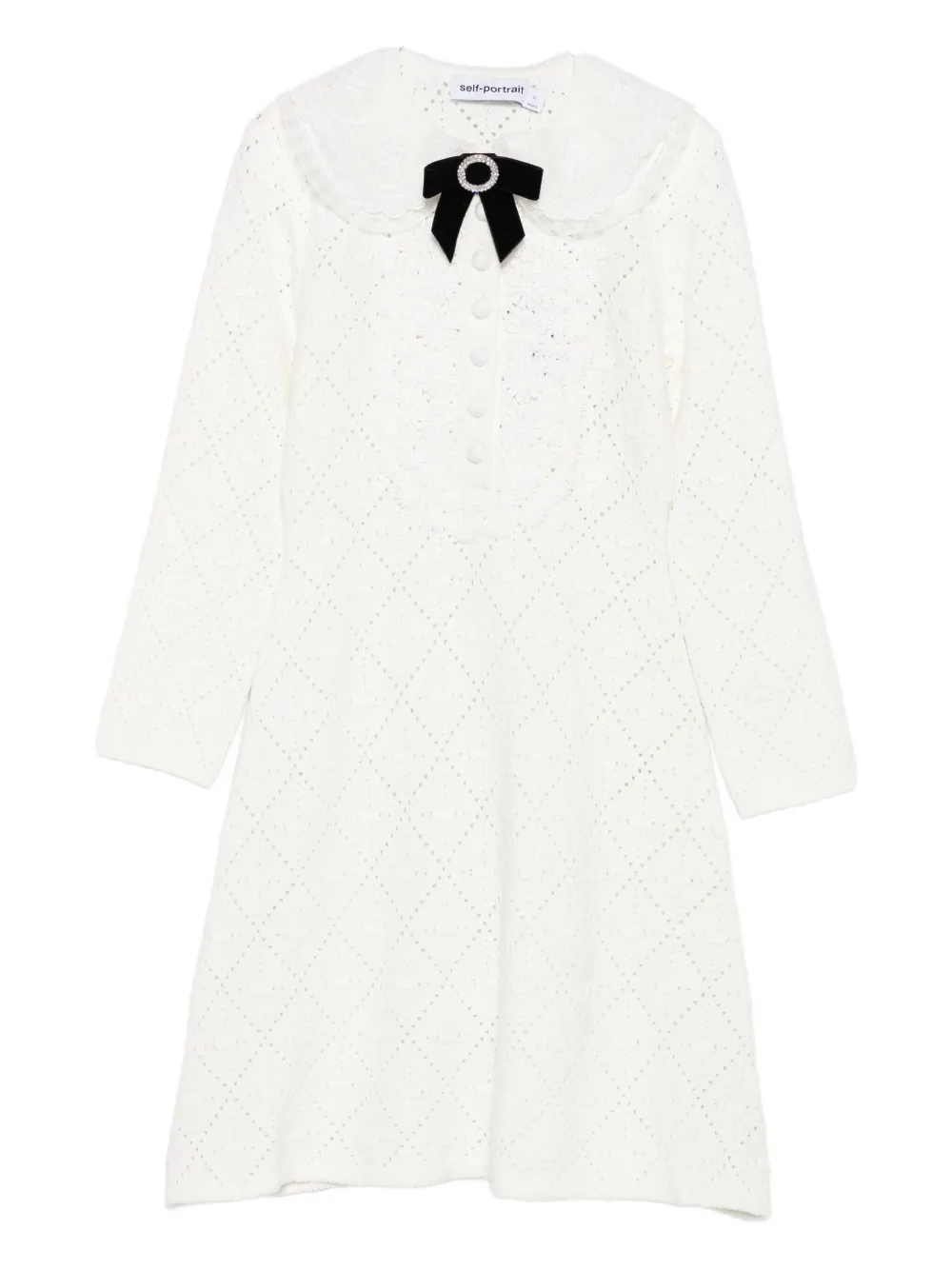 Self-Portrait bow-embellished mini dress Wit