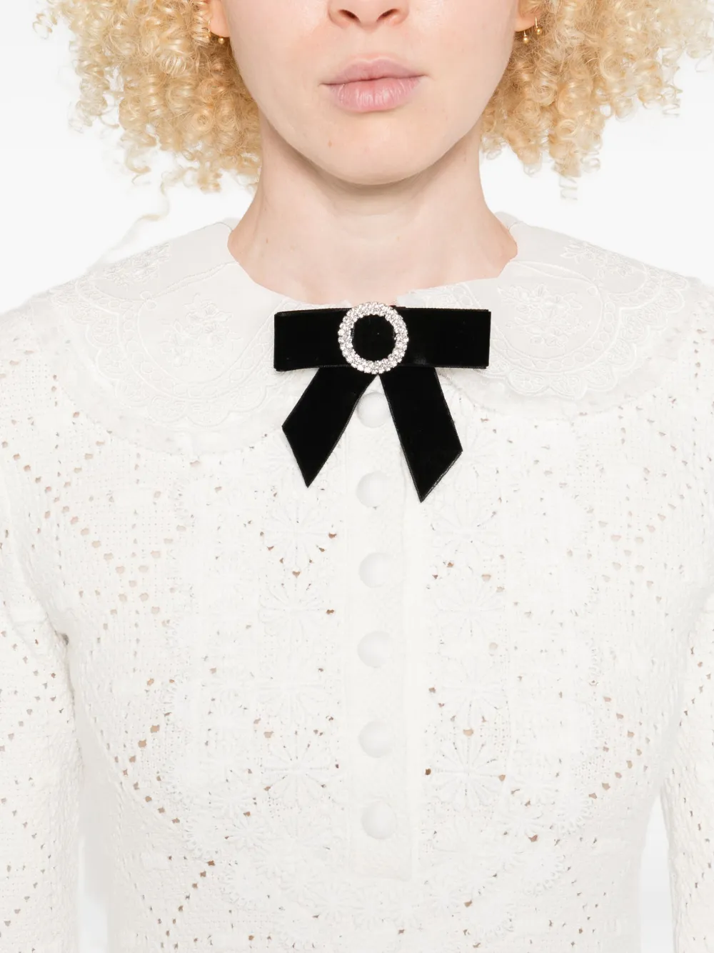 Self-Portrait bow-embellished mini dress Wit