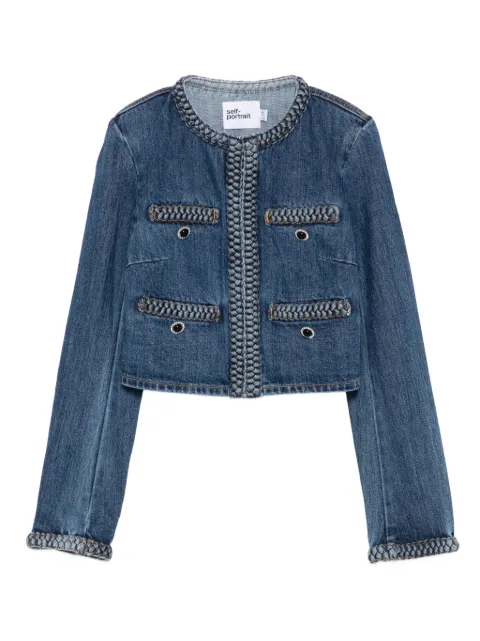 Self-Portrait braided-trim denim jacket