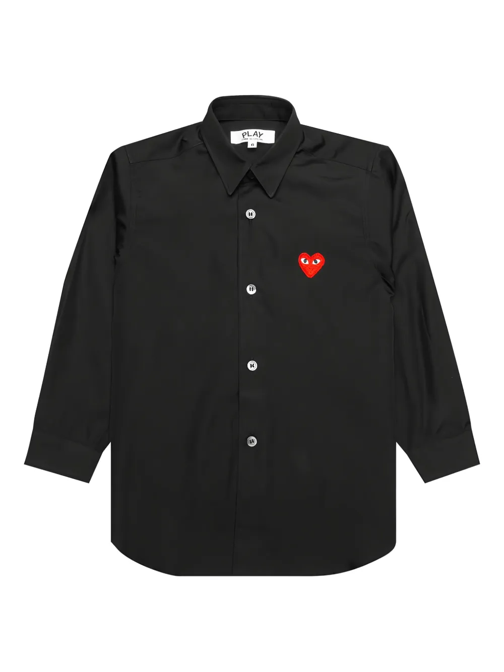 Comme Des Garçons Play Kids heart-embroidered button-up shirt Zwart