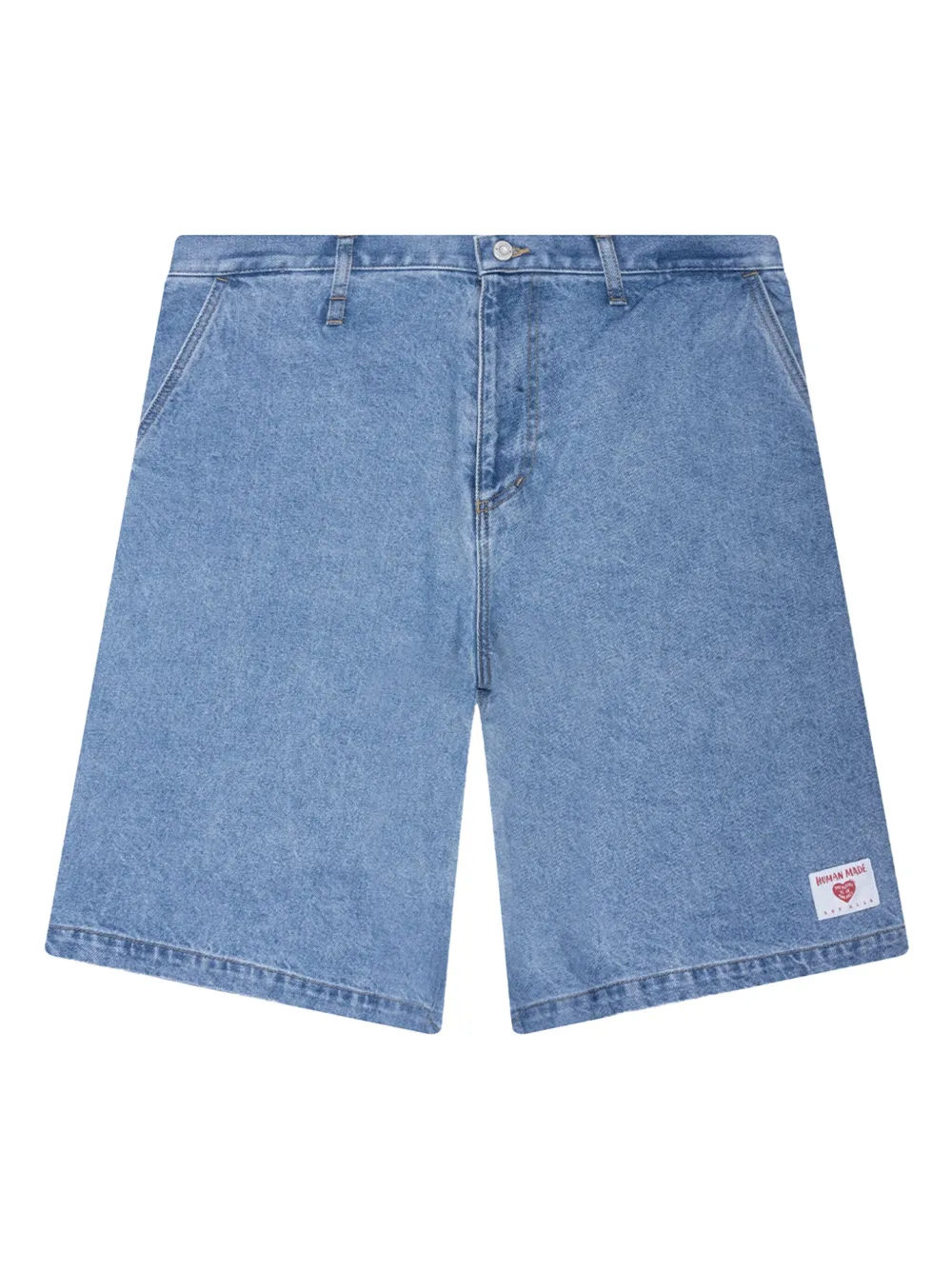 heart-logo denim shorts